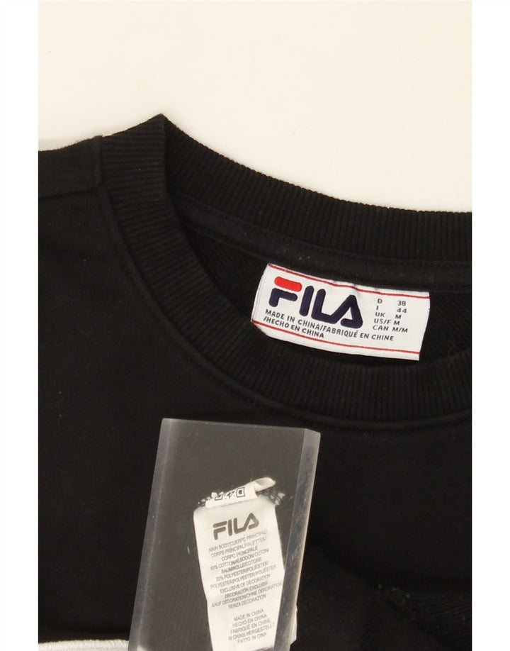 FILA Sweat-shirt graphique pour femme UK 14 en coton noir moyen