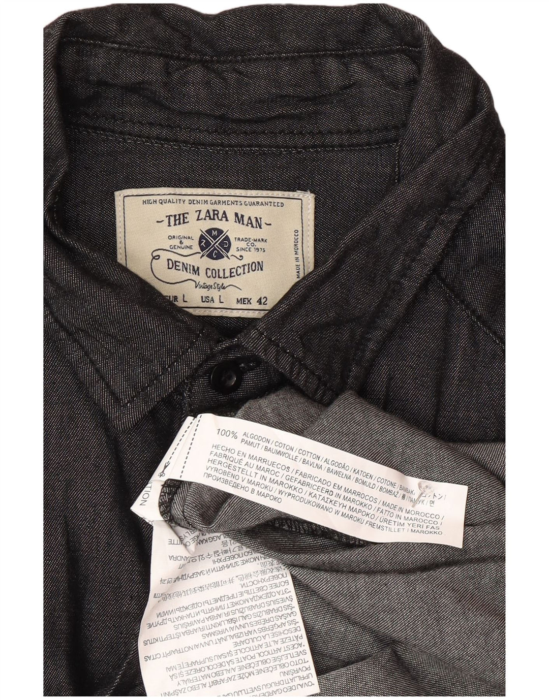 Zara Chemise Longue Homme Large Gris Coton