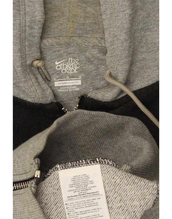 Nike Pull à capuche zippé graphique pour homme Grand coton gris