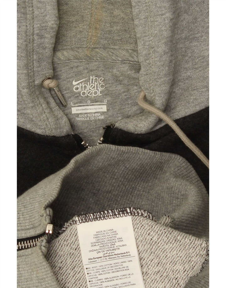 Nike Pull à capuche zippé graphique pour homme Grand coton gris