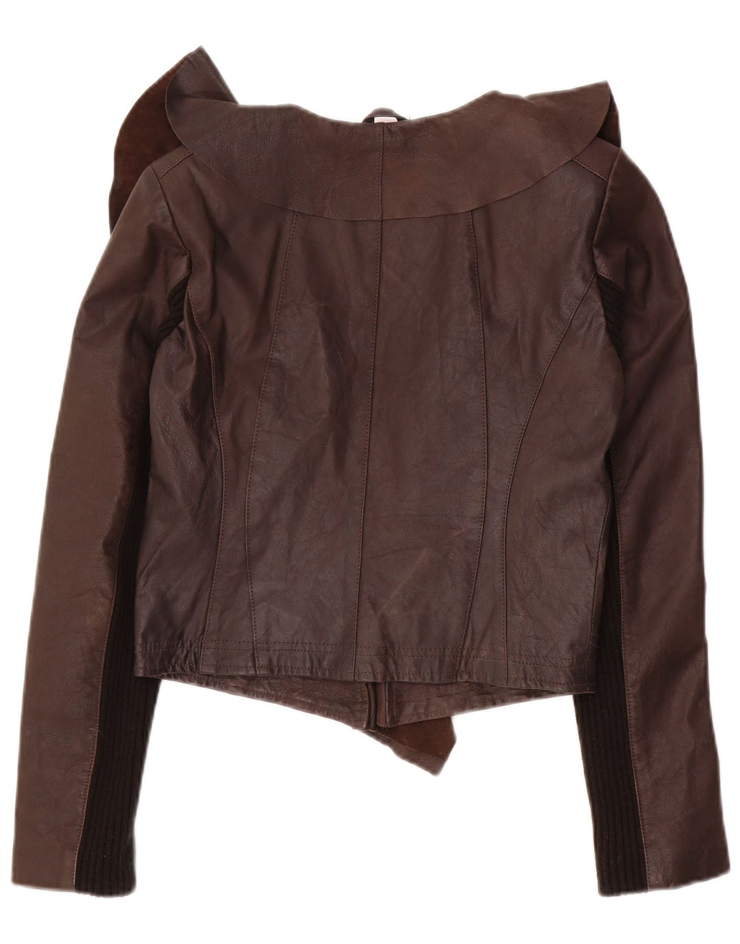 Oasis Veste en cuir ouverte pour femme UK 10 Petit cuir marron