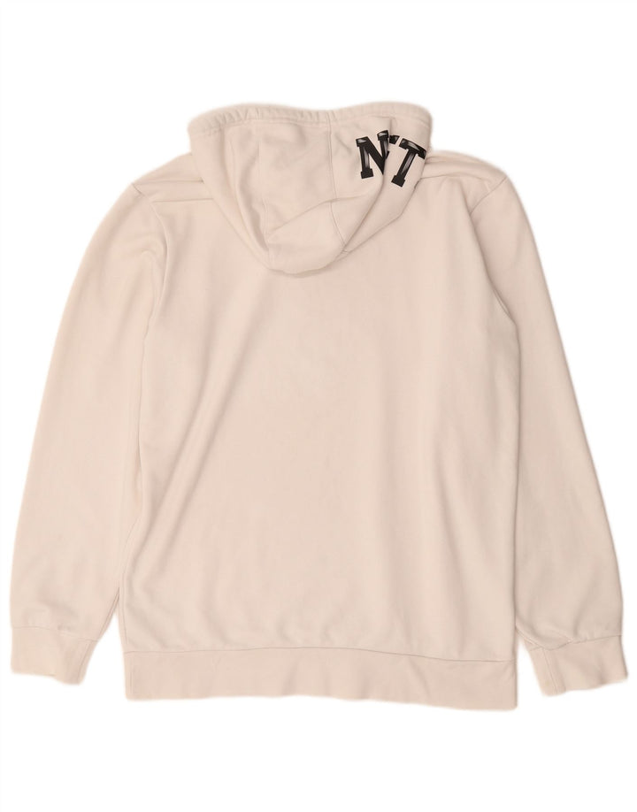 Adidas Pull à Capuche Graphique Brooklyn Nets Homme Blanc Moyen Coton