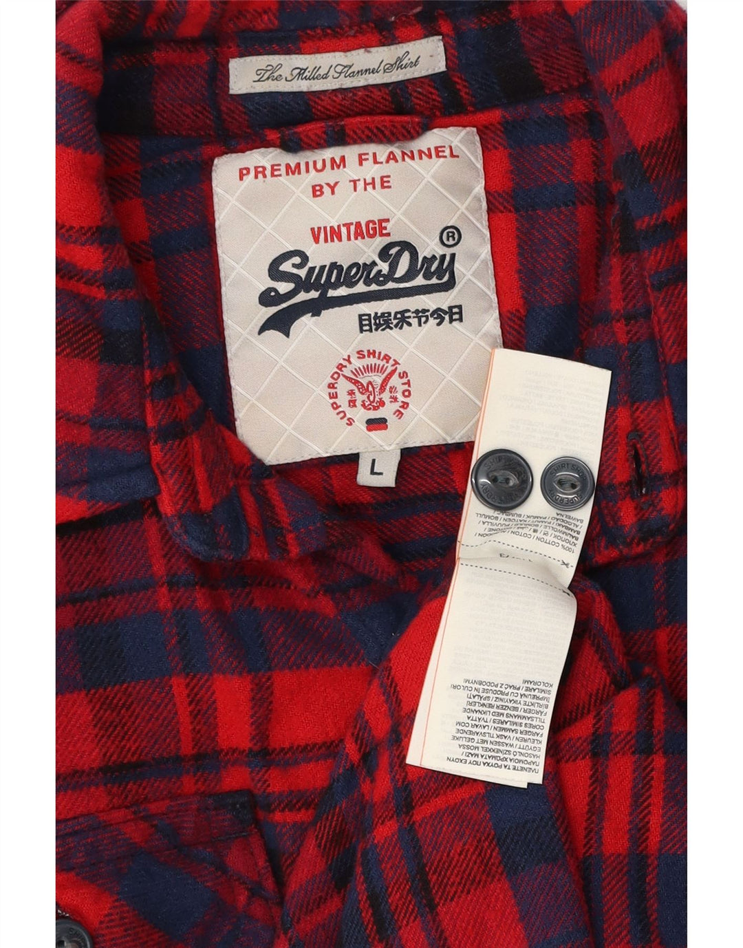 Superdry Chemise Flanelle Homme Grand Carreau Rouge Coton