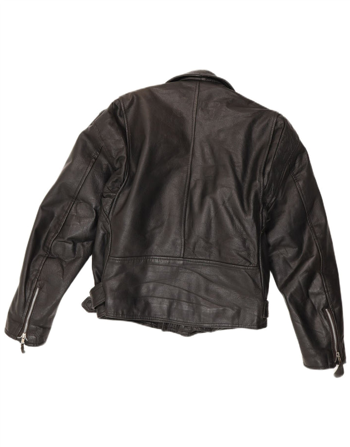 Veste de motard en cuir vintage pour hommes IT 44 XS Noir