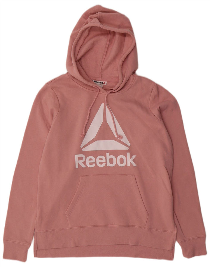 REEBOK Pull à capuche graphique pour femme UK 44 Coton rose moyen