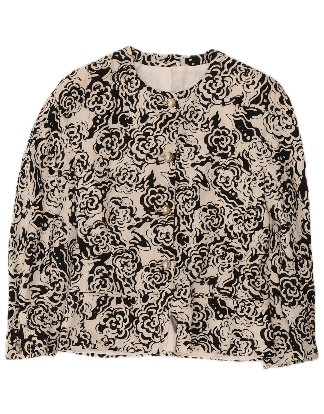 Max Mara Veste blazer à 4 boutons pour femme UK 12 en polyester floral blanc moyen