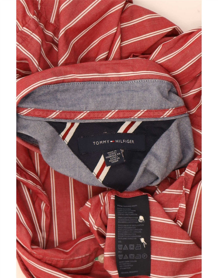 Tommy Hilfiger Chemise homme en coton à fines rayures rouge moyen