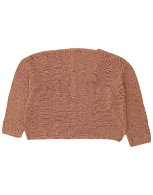 Zara Pull court surdimensionné à col en V pour femme UK 14 Acrylique marron moyen