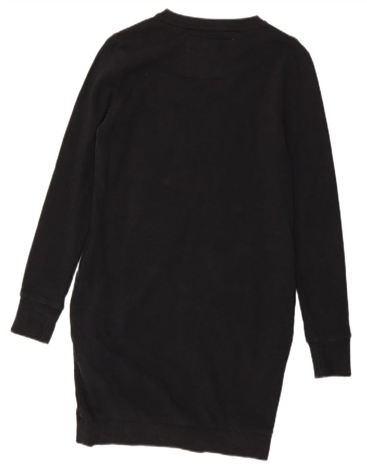SUPERDRY Robe sweat-shirt graphique pour femme UK 12, coton noir moyen