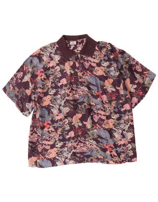vintage Chemise pull homme IT 52 Grande soie florale multicolore