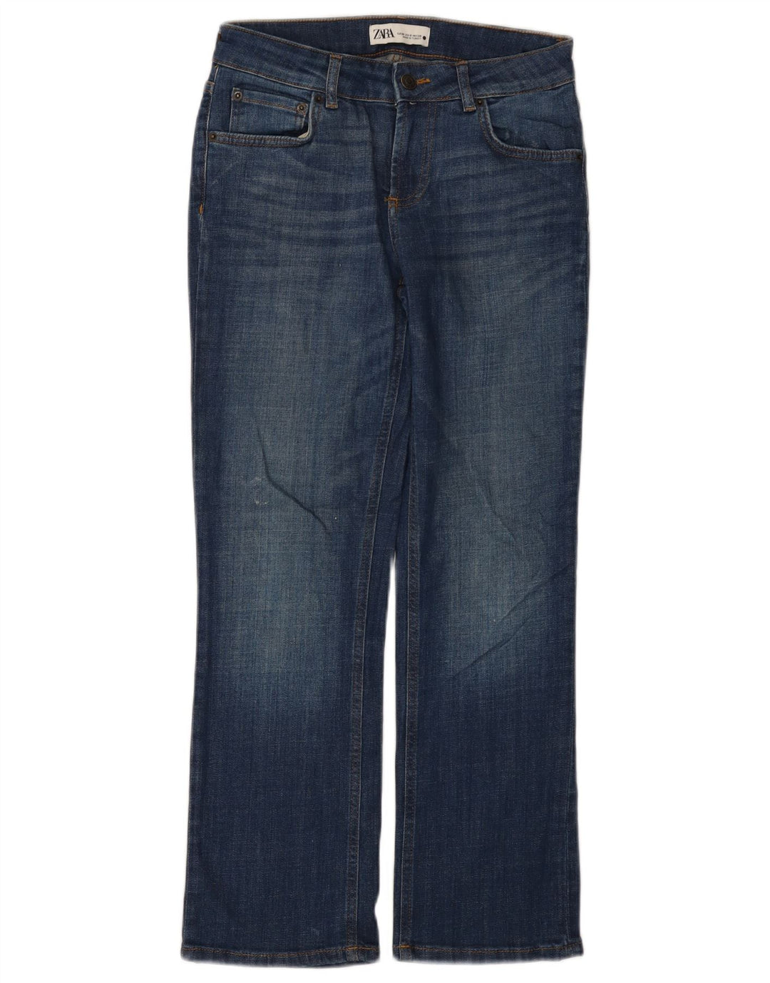 Zara Jeans Bootcut Femme EU 38 Small W28 L27 Bleu Marine Coton