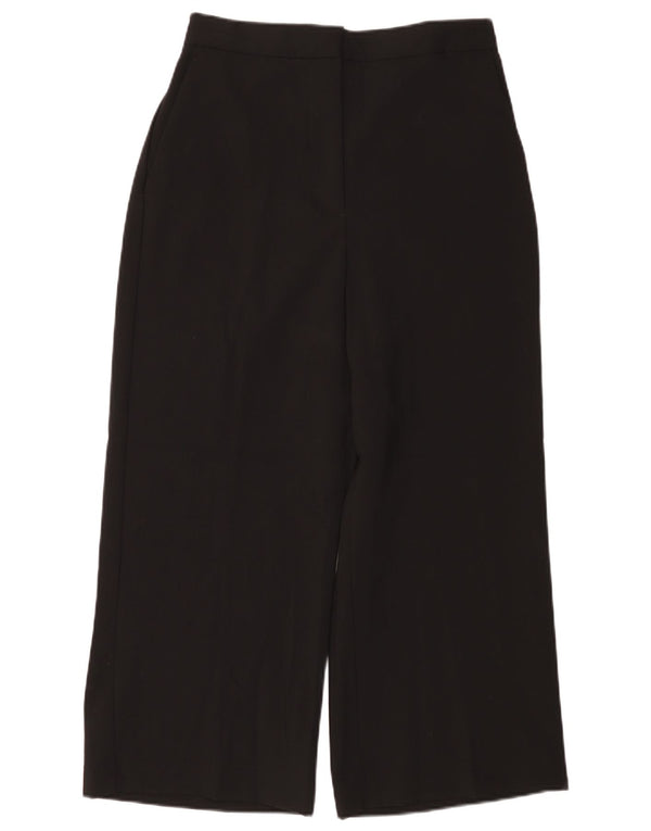 Zara Pantalon court taille haute pour femme, jambe large, Large W30 L24 Noir