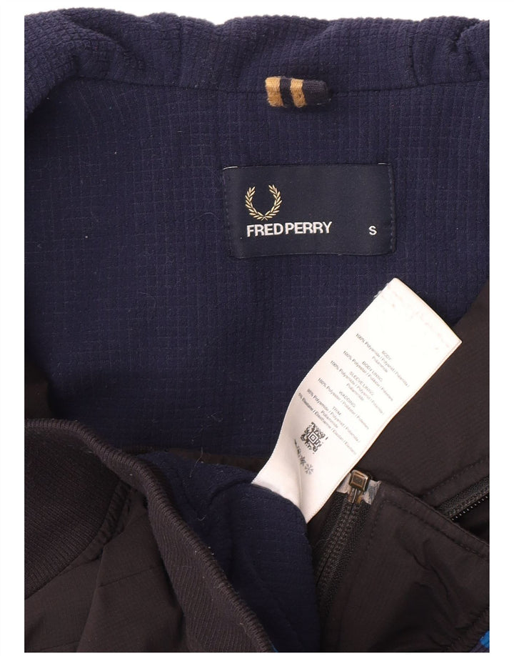 Fred Perry Veste bomber à capuche pour homme UK 36 Small Noir Polyamide