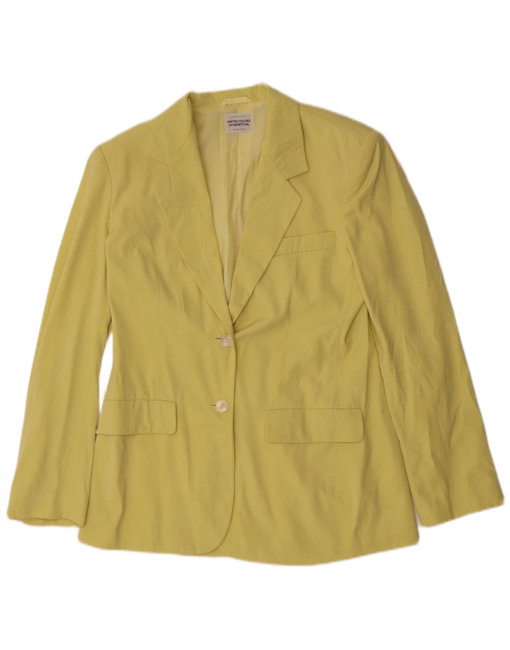 Benetton Veste Blazer 2 Boutons Femme IT 44 Vert Moyen Polyester