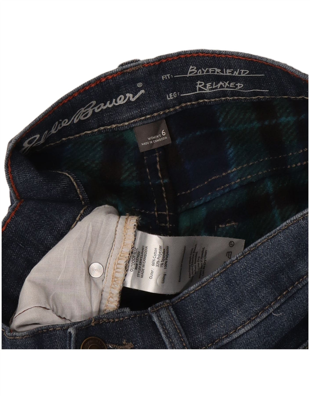 Eddie Bauer Jean slim Boyfriend pour femme US 6 Medium W30 L30 Bleu