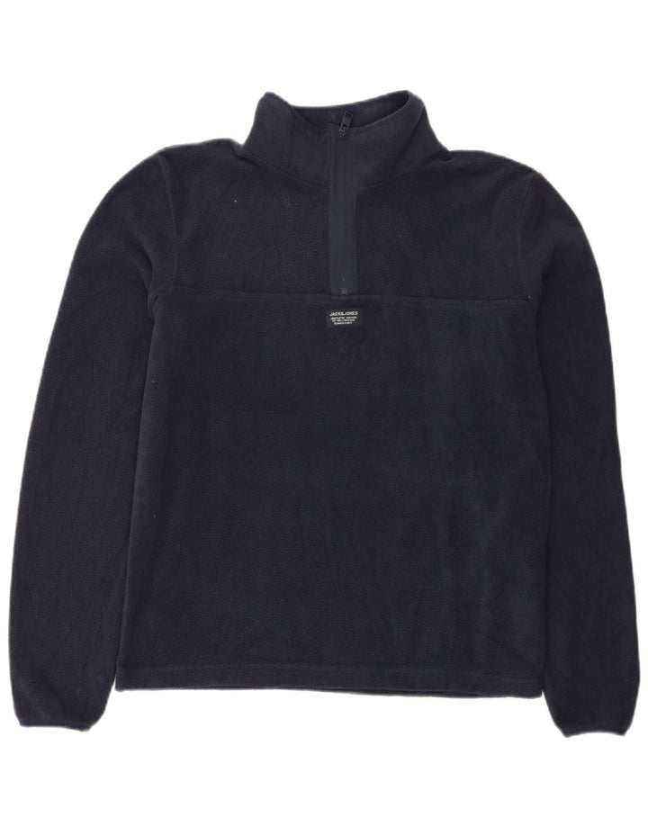 Jack & Jones Pull polaire à col zippé pour homme, petit, bleu marine, polyester