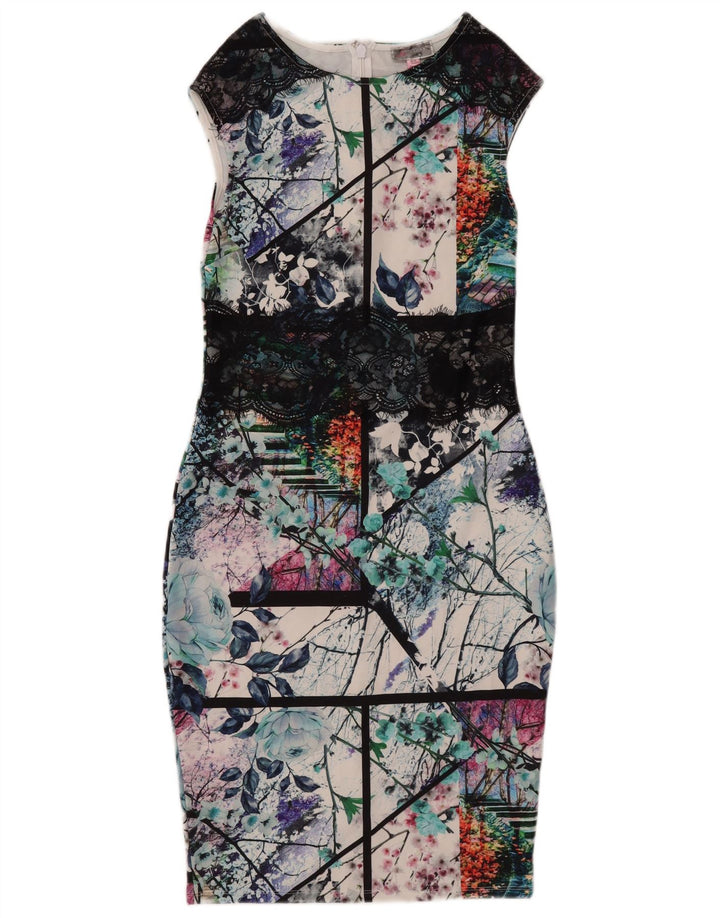 Lipsy Femme Robe Moulante Graphique UK 10 Petit Polyester Multicolore