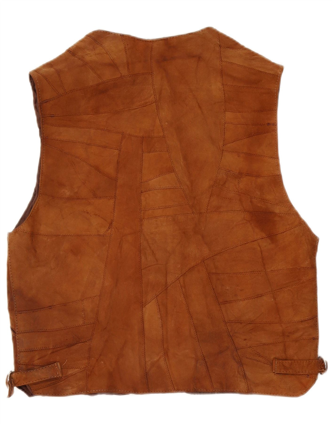 gilet en daim vintage pour hommes grand cuir patchwork marron