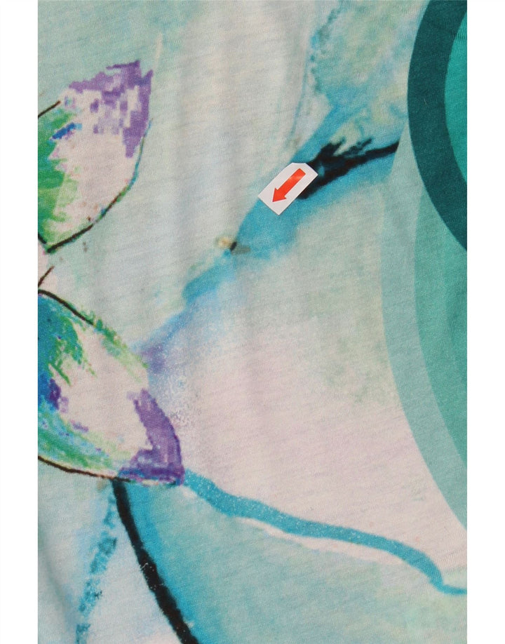 DESIGUAL Femme Chemisier Chauve-Souris Top UK 10 Petit Bleu Floral Viscose