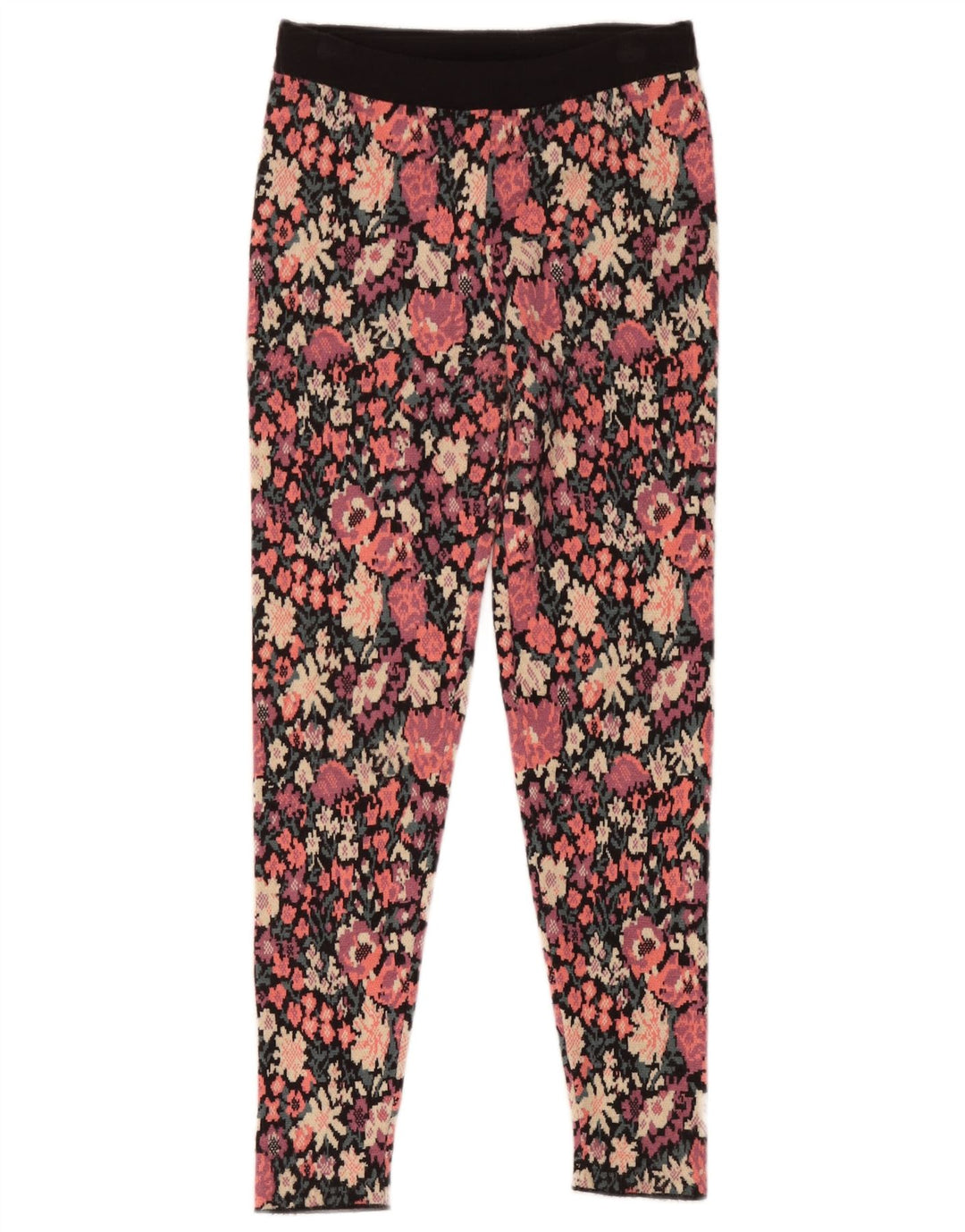 Zara Femme Leggings UK 8 Petit Polyester Floral Multicolore