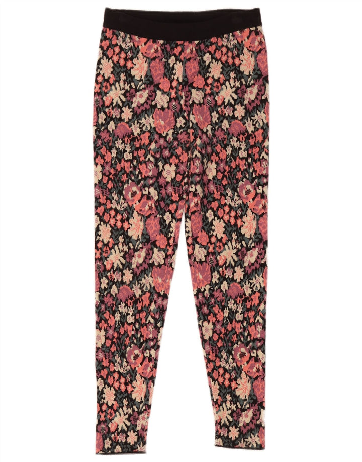 Zara Femme Leggings UK 8 Petit Polyester Floral Multicolore