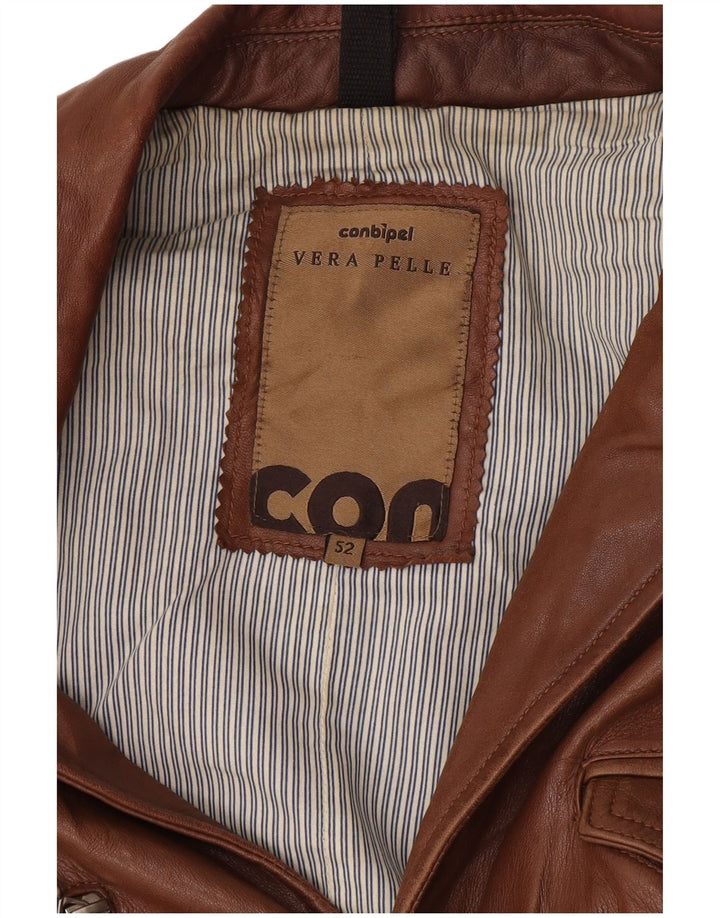 Conbipel Veste Blazer 4 Boutons en Cuir Homme IT 52 Grand Cuir Marron