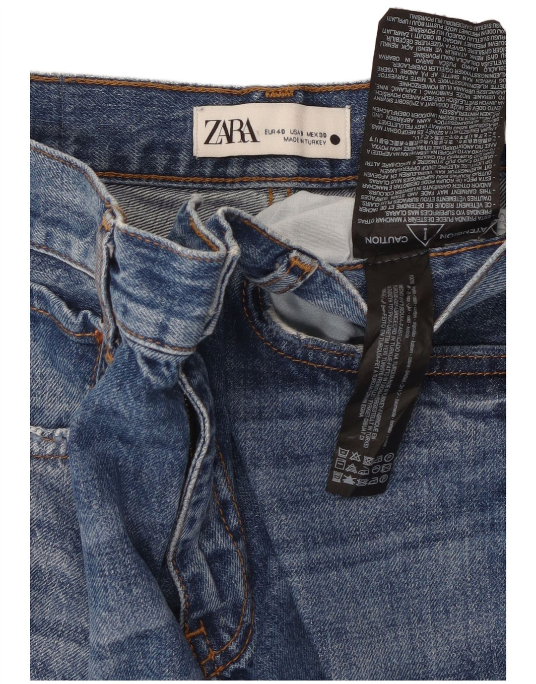 Zara Jean droit femme EU 40 Medium W30 L30 bleu coton