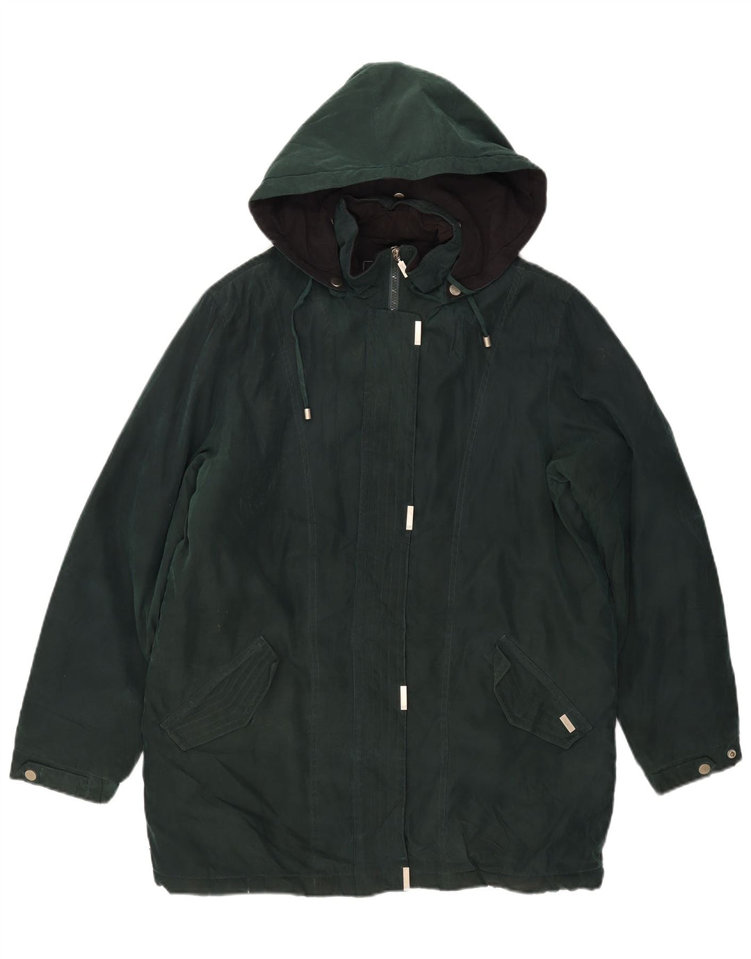 LONDON FOG Veste coupe-vent à capuche pour femme UK 14 Polyester vert moyen