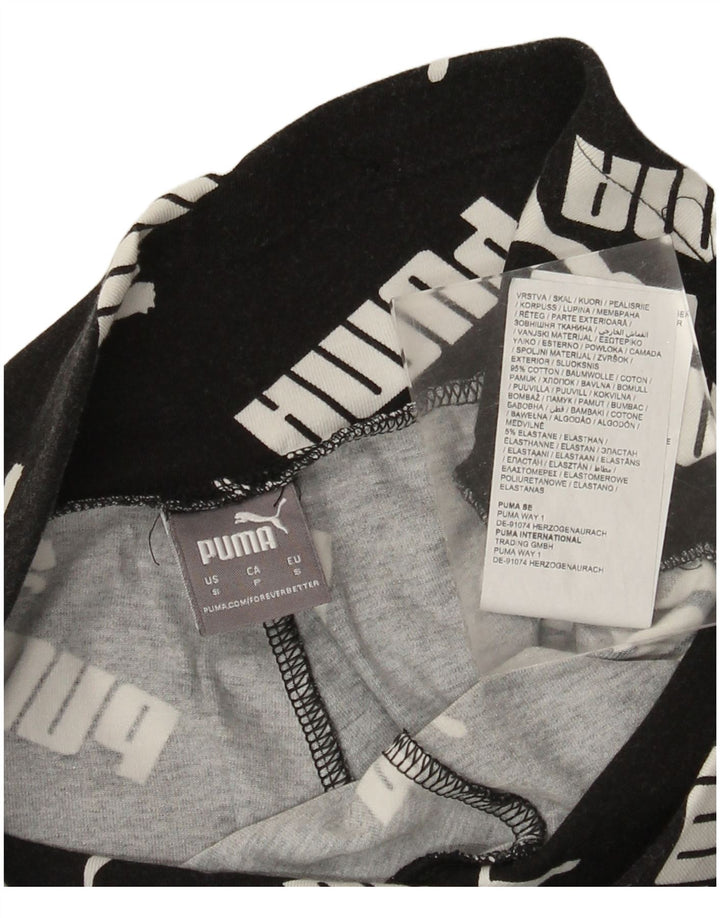 Puma Leggings graphiques pour femmes UK 10 petit coton noir