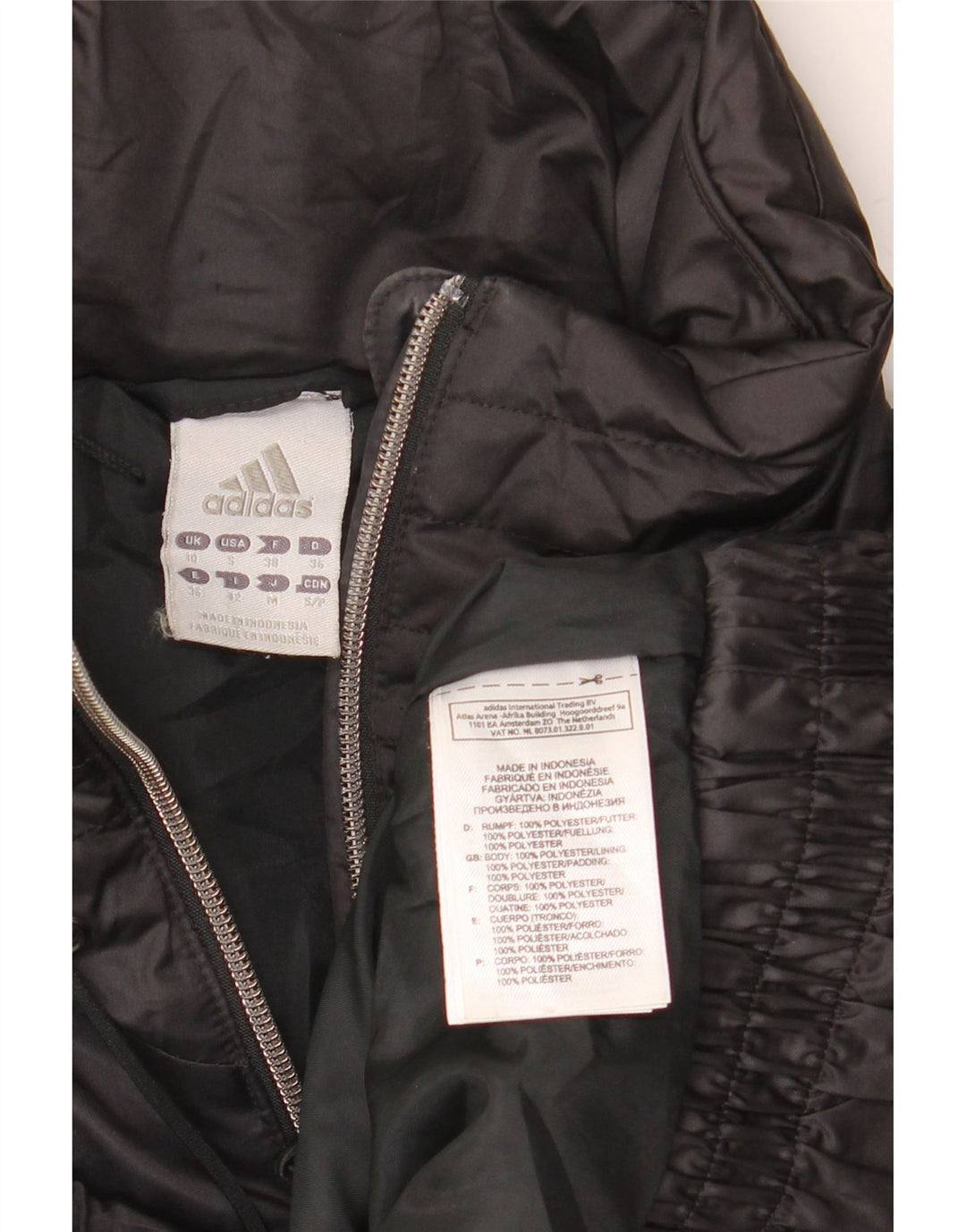 ADIDAS Veste bomber surdimensionnée pour femme UK 10 Petit Noir Polyester
