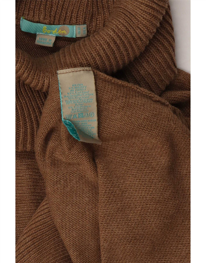Boden Pull surdimensionné à col roulé pour femme UK 10 Petit Marron Coton