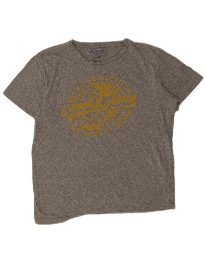 Jack & Jones T-Shirt Regular Fit Graphique Homme Gris Moyen Moucheté