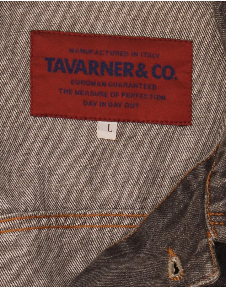 Tavarner Veste en jean pour homme UK 40 Large Gris