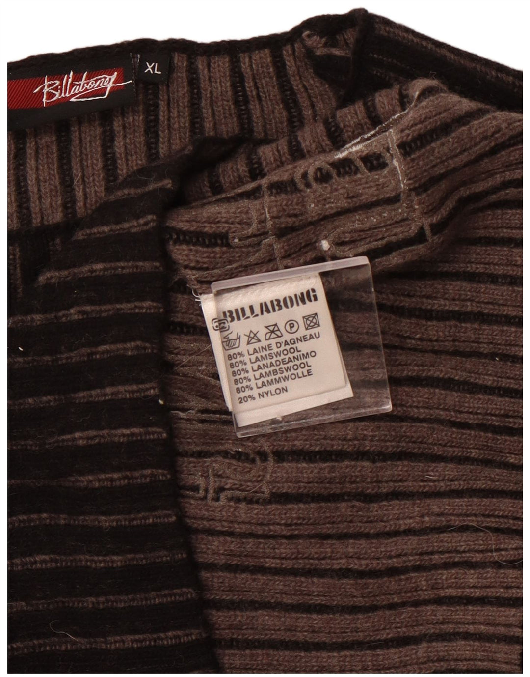 Billabong Pull col bateau pour femme UK 18 XL Laine d'agneau rayée noire