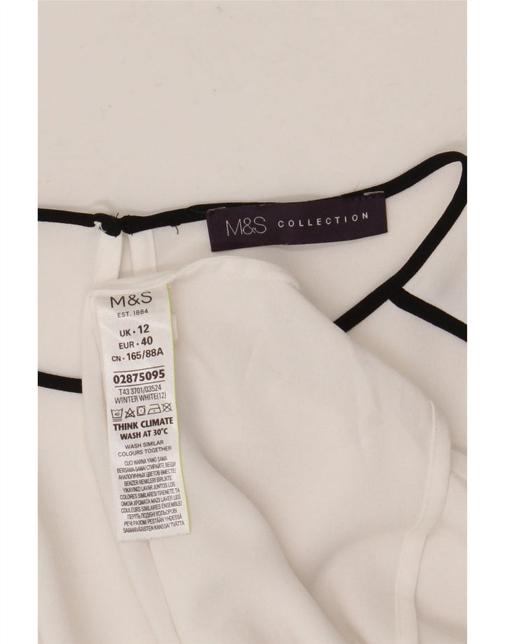 Marks & Spencer Chemisier à manches longues pour femme UK 12 Blanc moyen Polyester