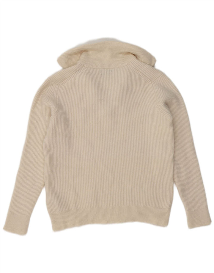 Massimo Dutti Pull à col polo pour femme UK 14 Medium Off White Laine