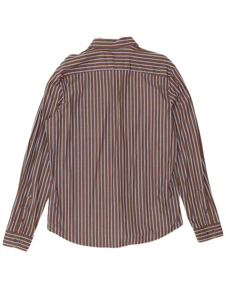 Lacoste Chemise Homme Taille 43 Grand Coton Rayé Marron