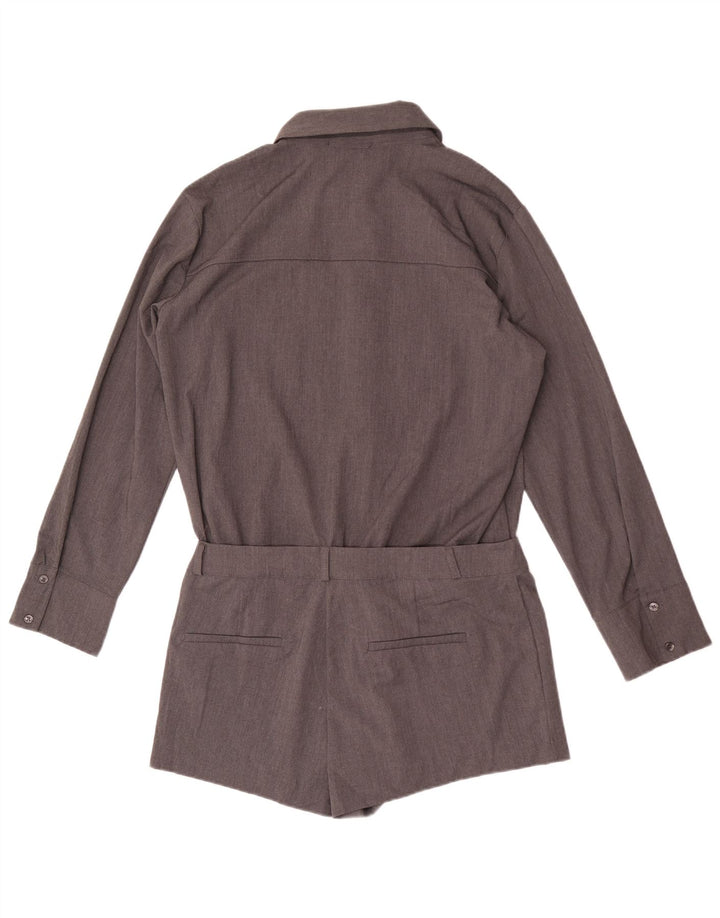 Zara Womens Shirt Playsuit UK 16 Large Gris Polyester