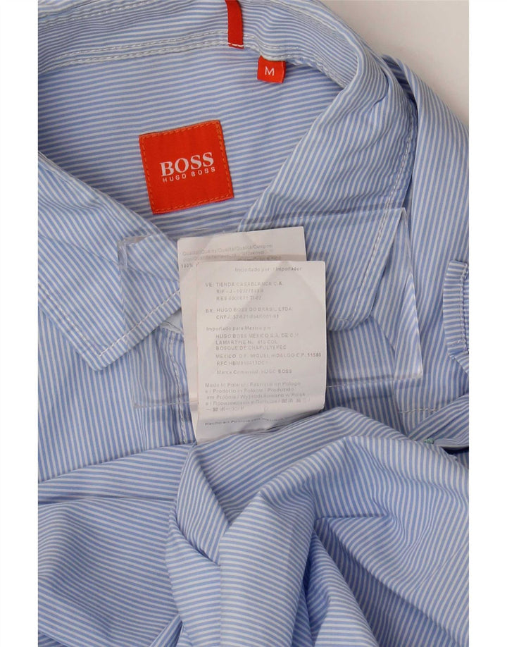 Hugo Boss Chemise en coton à fines rayures bleu moyen