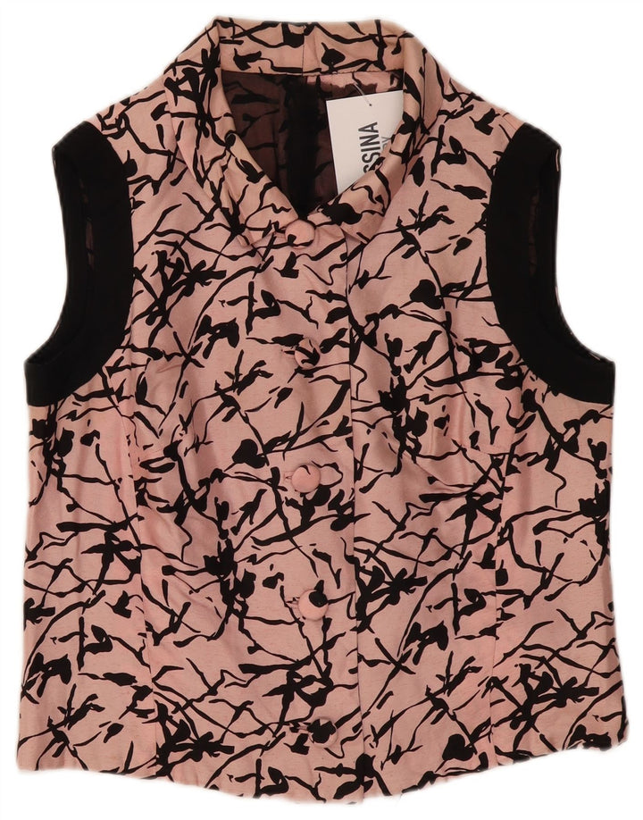 vintage Womens Abstract Pattern Gilet UK 14 Rose Moyen
