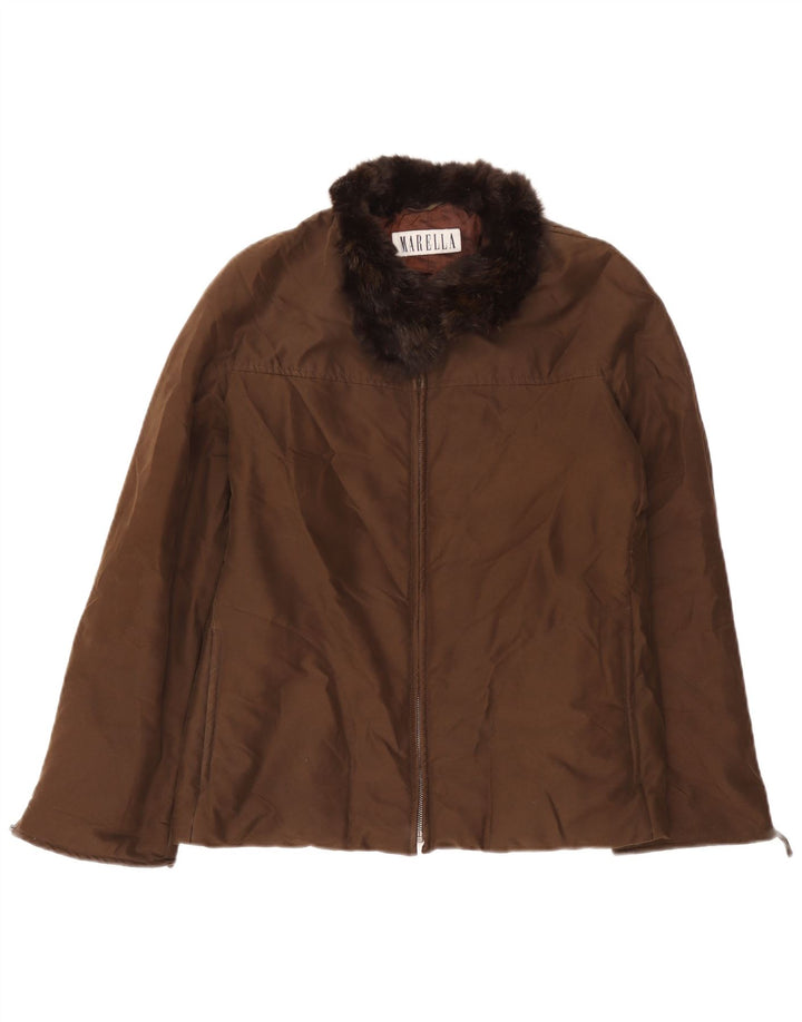 Marella Veste Bomber Femme UK 12 Marron Moyen Polyester