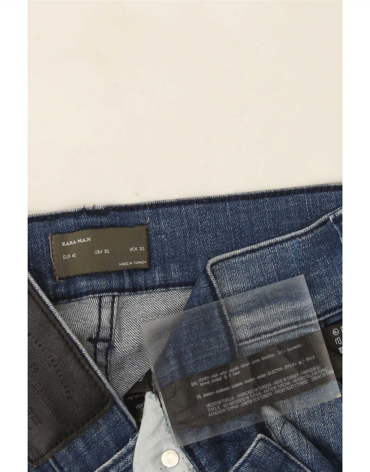 Zara Jean slim vieilli pour homme EU 40 Medium W31 L28 Bleu Colorblock