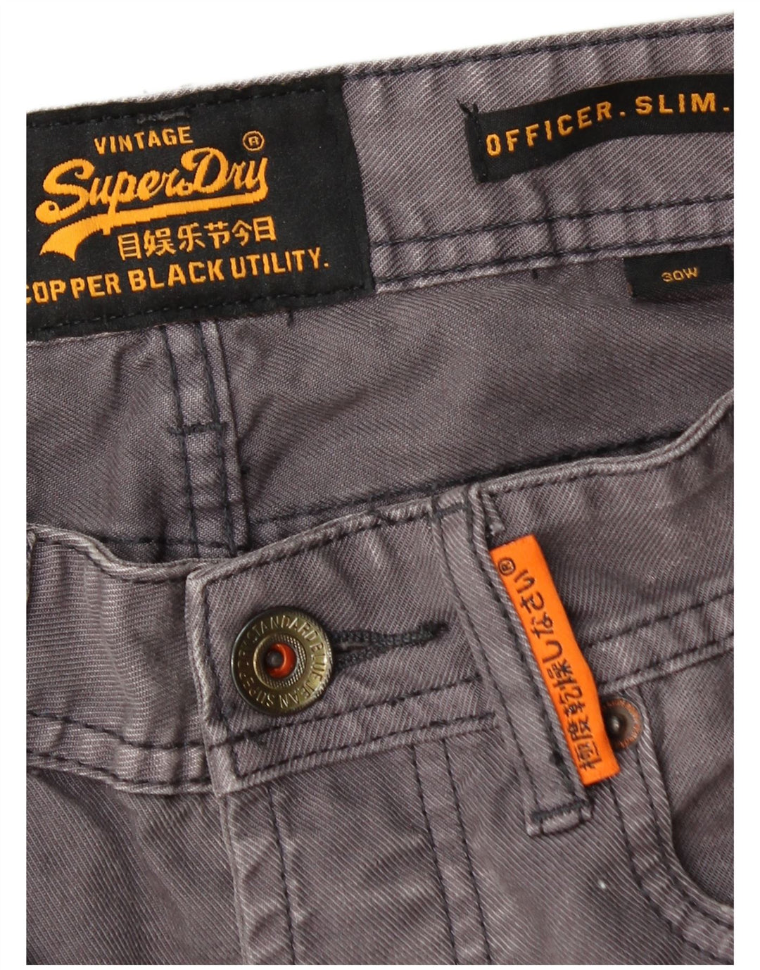 Superdry Short en Jean Slim W30 Homme Gris Moyen Coton