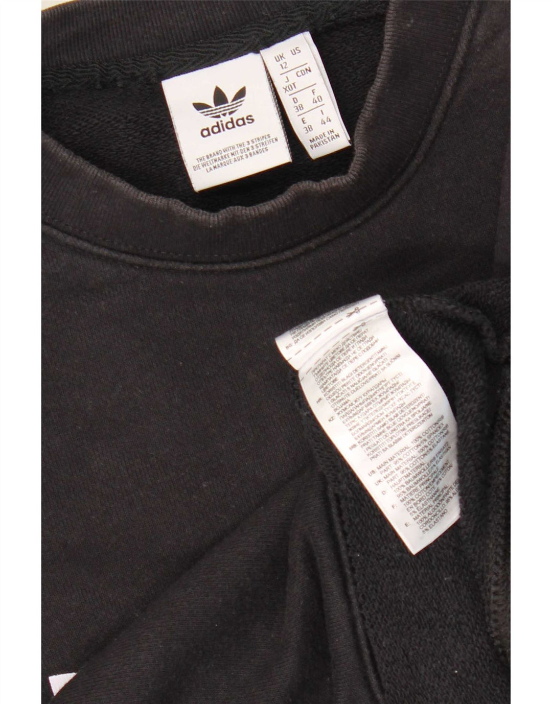 Adidas Sweat-shirt surdimensionné graphique pour femme UK 12 en coton noir moyen