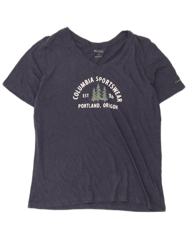 Columbia Femmes Portland Graphic T-Shirt Top UK 16 Large Bleu Marine Coton