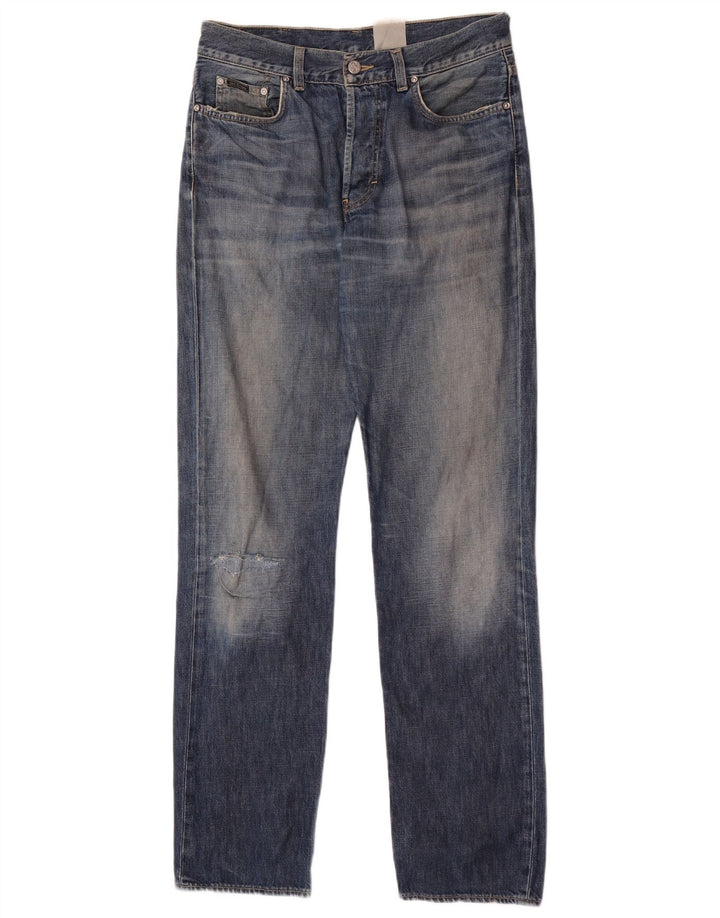 Calvin Klein Jean droit vieilli pour homme W32 L34 Bleu