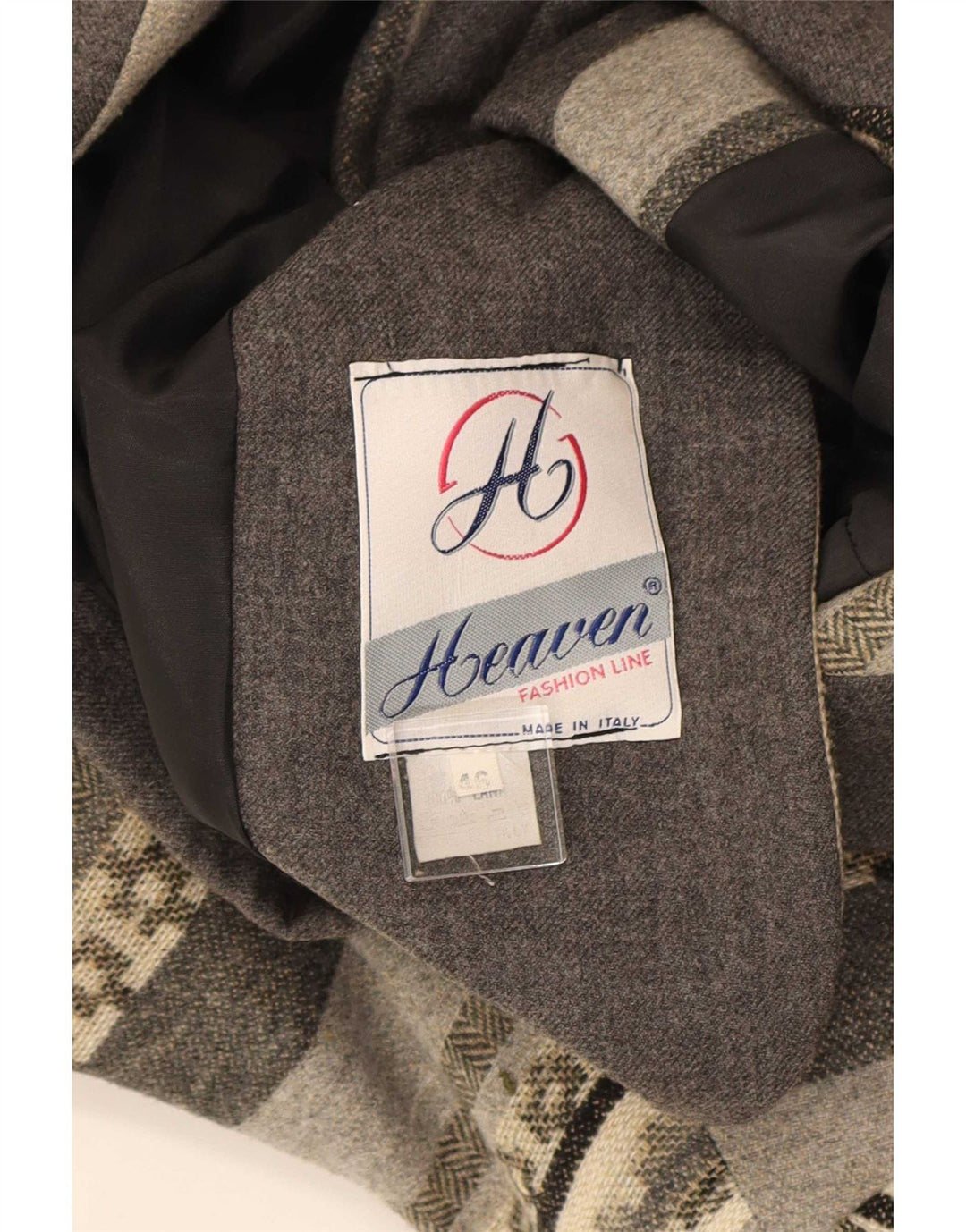 HEAVEN Veste Blazer 3 Boutons Femme IT 46 Grande Laine Géométrique Grise