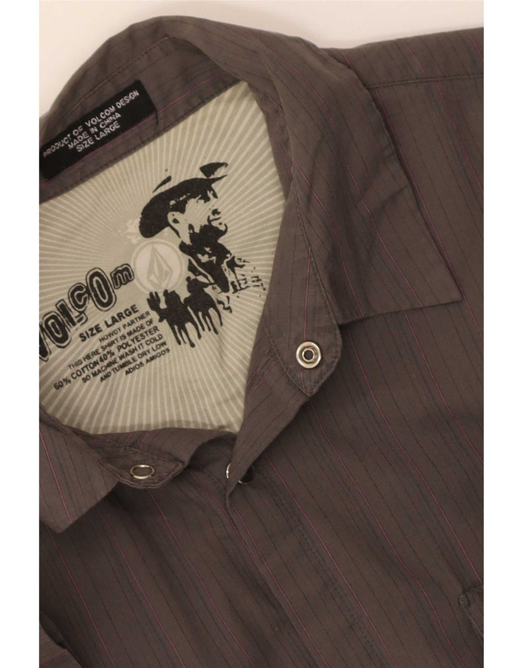 Volcom Chemise à manches courtes pour hommes en coton à fines rayures gris