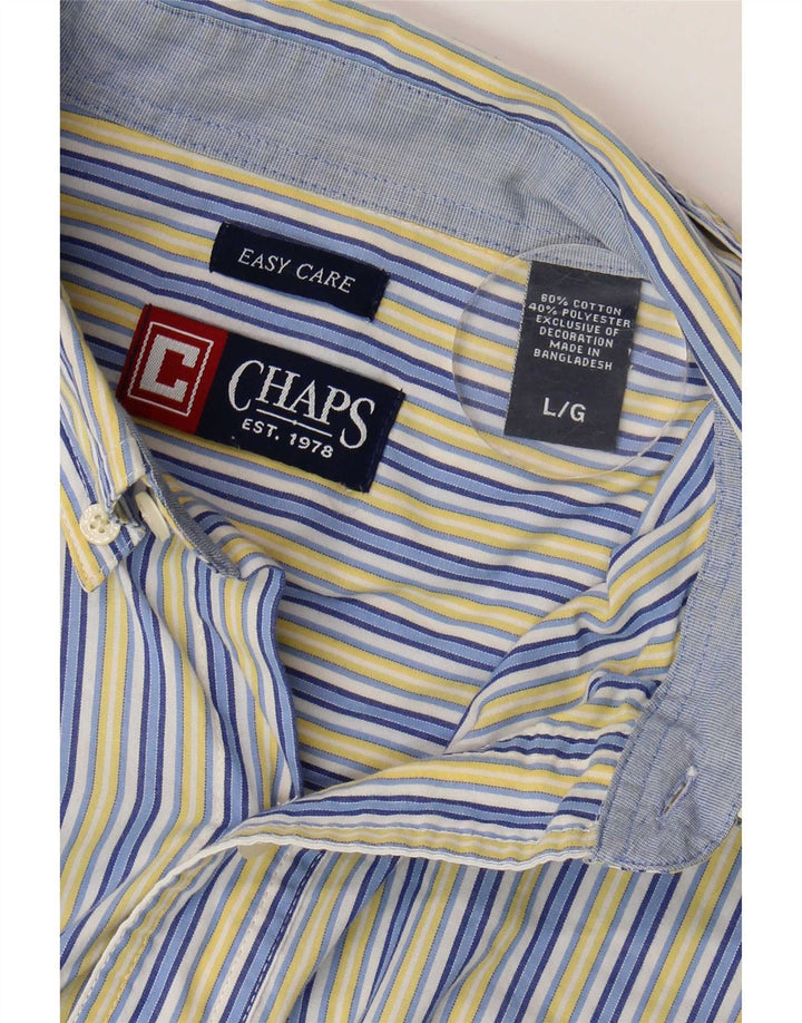 Chaps Chemise Homme Easy Care Large Bleu Rayé Coton