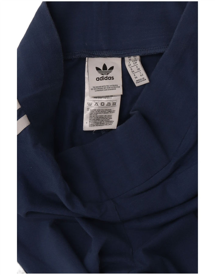 Adidas Leggings Femme UK 10 Petit Bleu Marine Coton